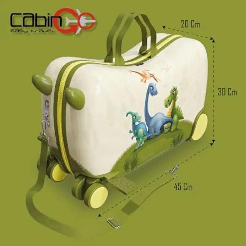 Cabin go - trolley cavalcabile bambino misura 48x31x22 - trolley bambino bagaglio a mano - valigia cavalcabile miniatura 2