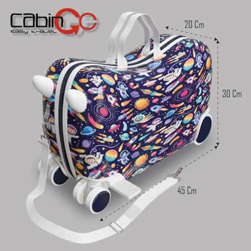 Cabin go - trolley cavalcabile bambino misura 48x31x22 - trolley bambino bagaglio a mano - valigia cavalcabile miniatura 2