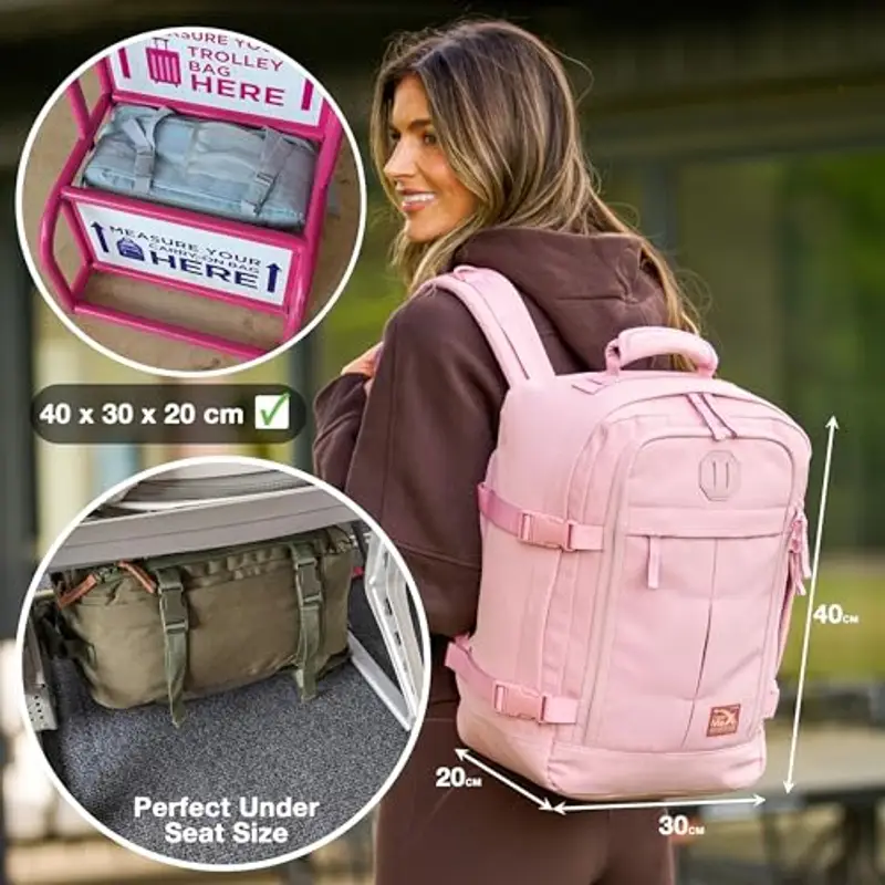 Cabin Max Metz Zaino 40x30x20 - Bagaglio a Mano Ideale per Aerei, Compatibile con Wizzair, Vueling ed Eurowings (24L Cabin Bag) miniatura 3