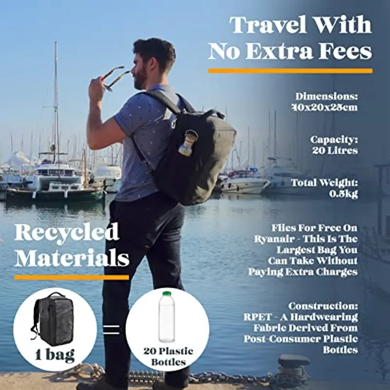 Cabin Max Zaino Viaggio, Zaino Ryanair 40x20x25, Zaini, Zaino Bagaglio a Mano 40x20x25 Ryanair, Zaino Aereo Ideale borsa per Voli Low Cost Easyjet, Wizz Air (Manhattan 20L Travel Bag) miniatura 2