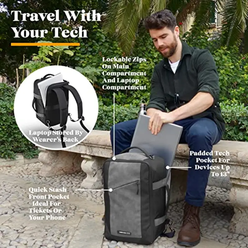 Cabin Max Zaino Viaggio, Zaino Ryanair 40x20x25, Zaini, Zaino Bagaglio a Mano 40x20x25 Ryanair, Zaino Aereo Ideale borsa per Voli Low Cost Easyjet, Wizz Air (Manhattan 20L Travel Bag) miniatura 3