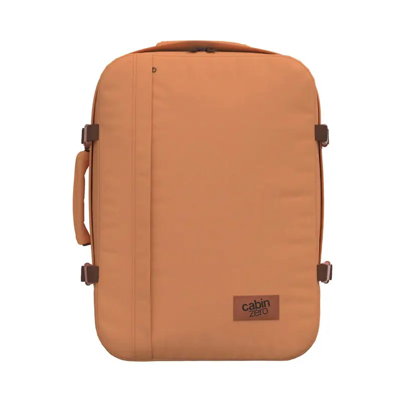 Zaino giallo da viaggio 44L con zip e cinghie di compressione