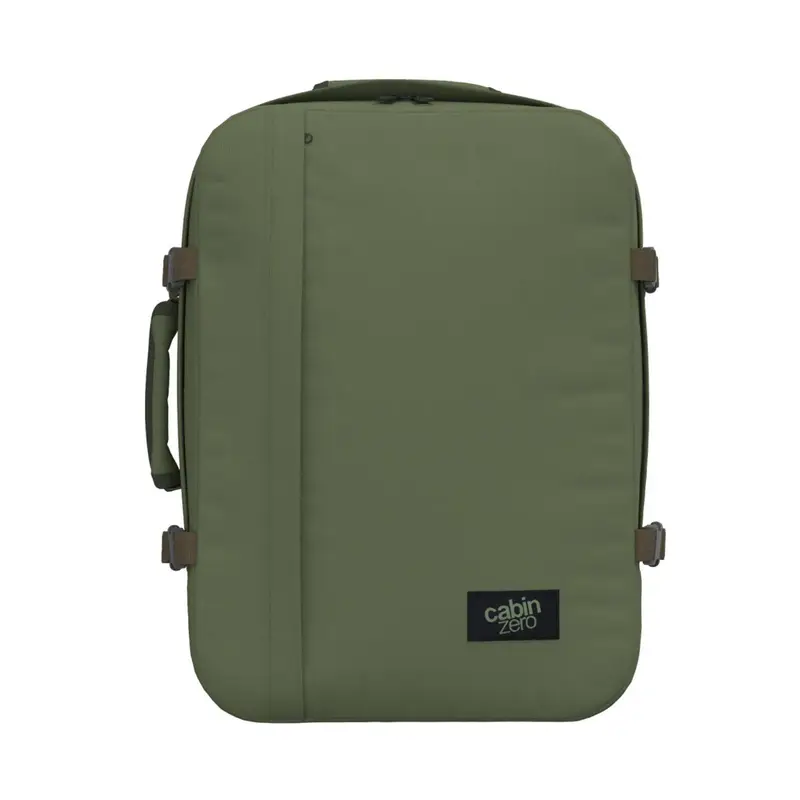 Zaino kaki da viaggio 36L con zip e cinghie di compressione