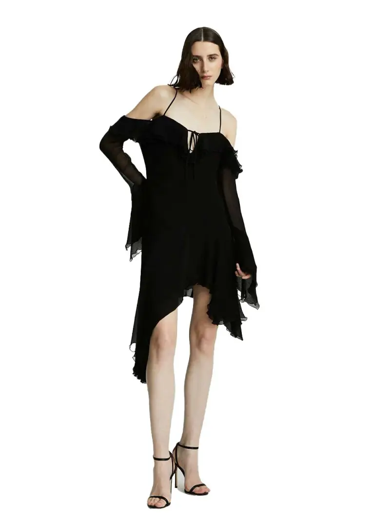 Abito nero in crepè georgette semitraspatente