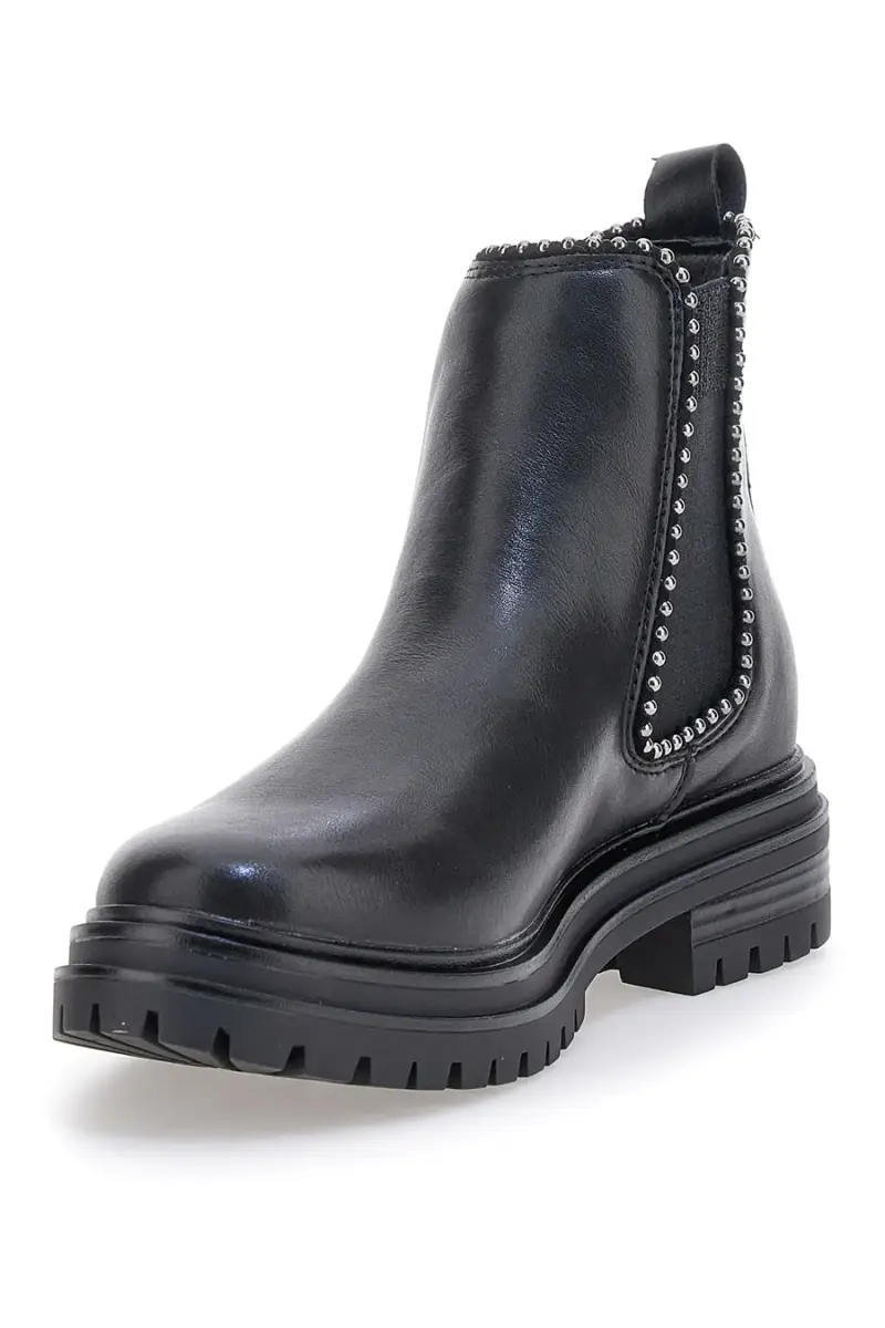 Chelsea boots neri con elastico laterale e borchie Cafe' Cost 200135 [NERO] miniatura 3