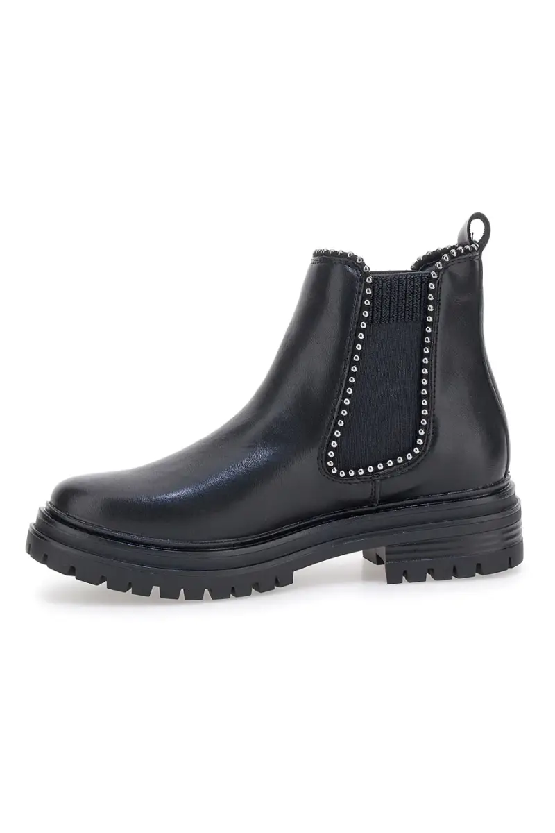 Chelsea boots neri con elastico laterale e borchie Cafe' Cost 200135 [NERO] miniatura 4