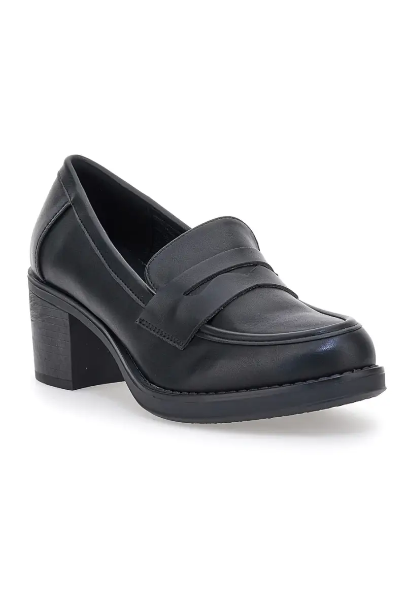 Mocassino nero con tacco a blocco CAFE' COST H6913214 [NERO] miniatura 2