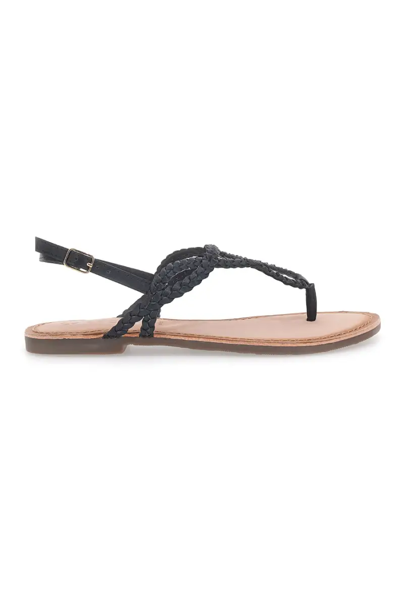 Sandali bassi neri intrecciati con cinturino Cafè Cost 95105 [NERO]
