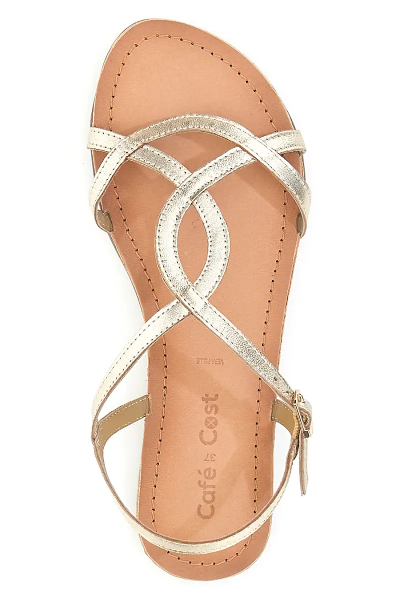 Sandali bassi oro con fascette incrociate Cafè Cost 95101 [PLATINO] miniatura 3