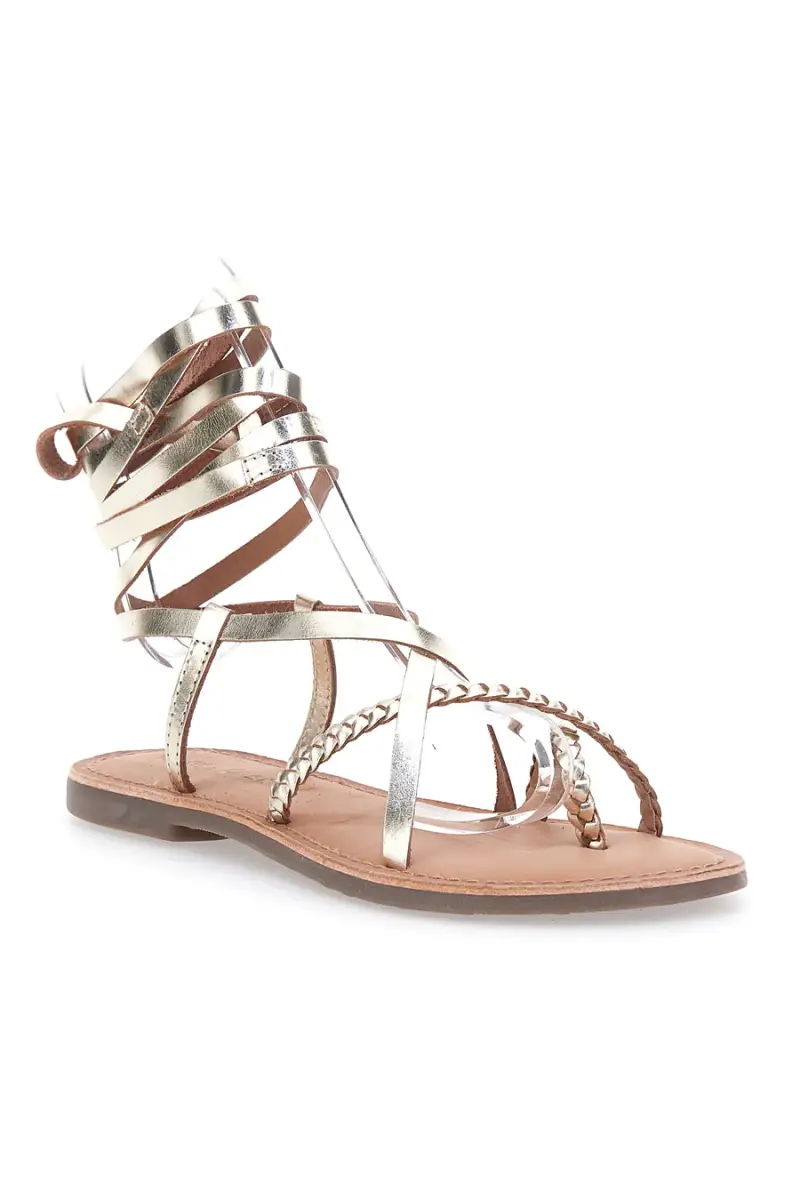 Sandali bassi oro con lacci alla schiava CAFE' COST 95121 [ORO] miniatura 2