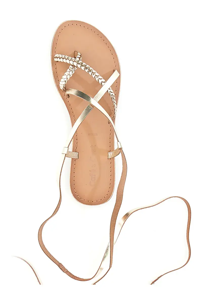 Sandali bassi oro con lacci alla schiava CAFE' COST 95121 [ORO] miniatura 3