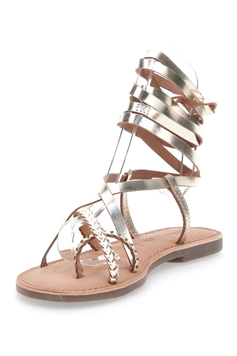 Sandali bassi oro con lacci alla schiava CAFE' COST 95121 [ORO] miniatura 4