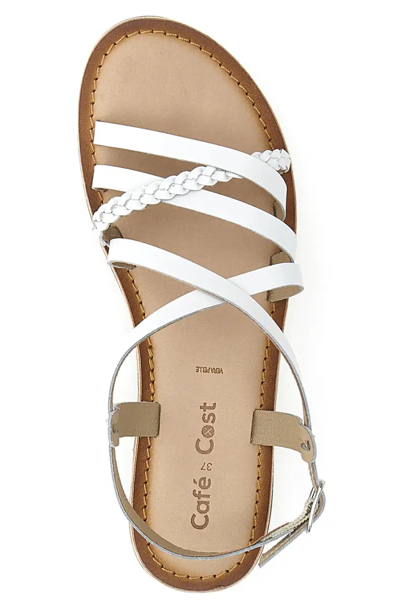 Sandali bianchi con cinturini intrecciati CAFE COST 95160 [BIANCO] miniatura 3