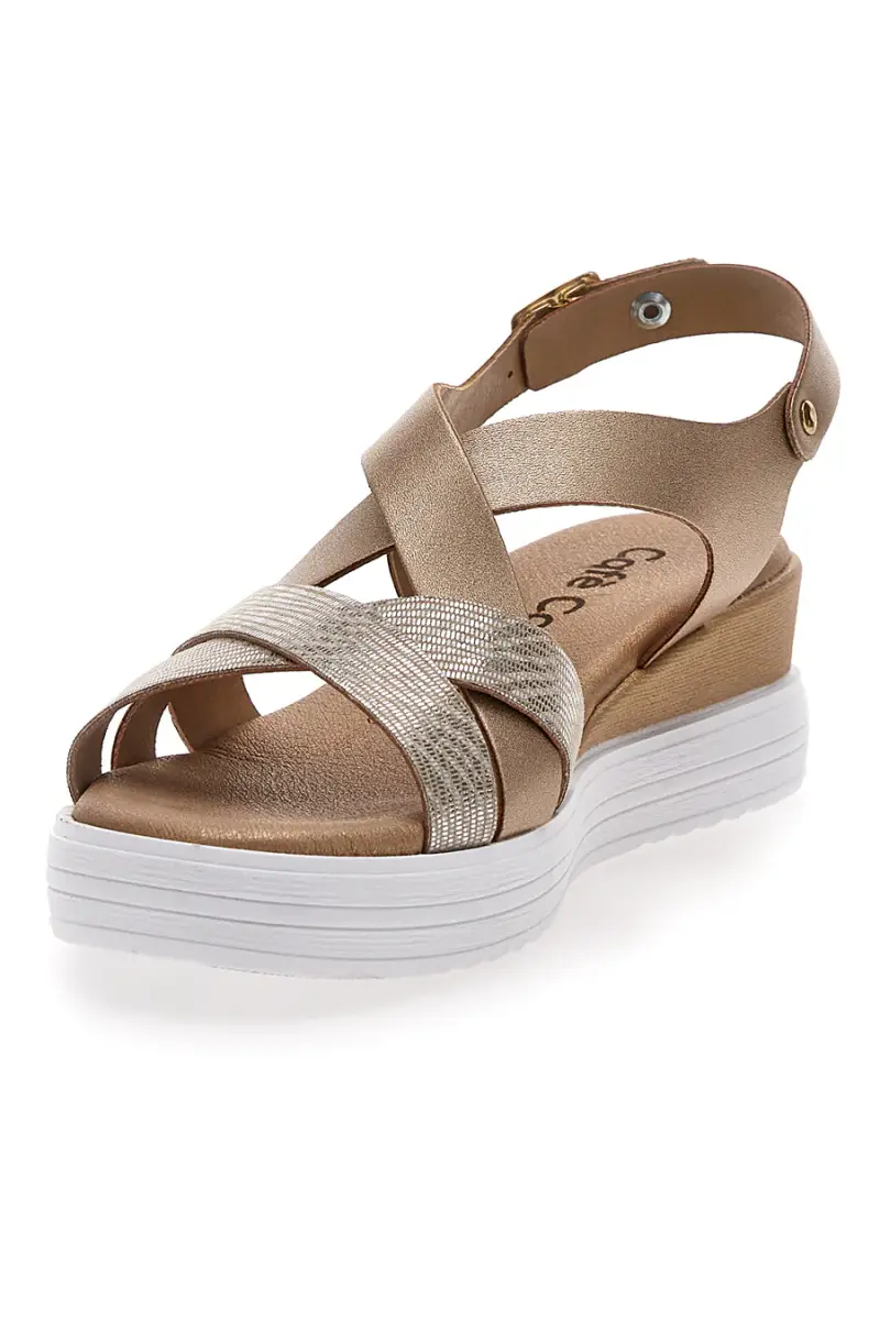 Sandali Bronzo con Zeppa e cinturino Cafè Cost 11443036 [PLATINO miniatura 3