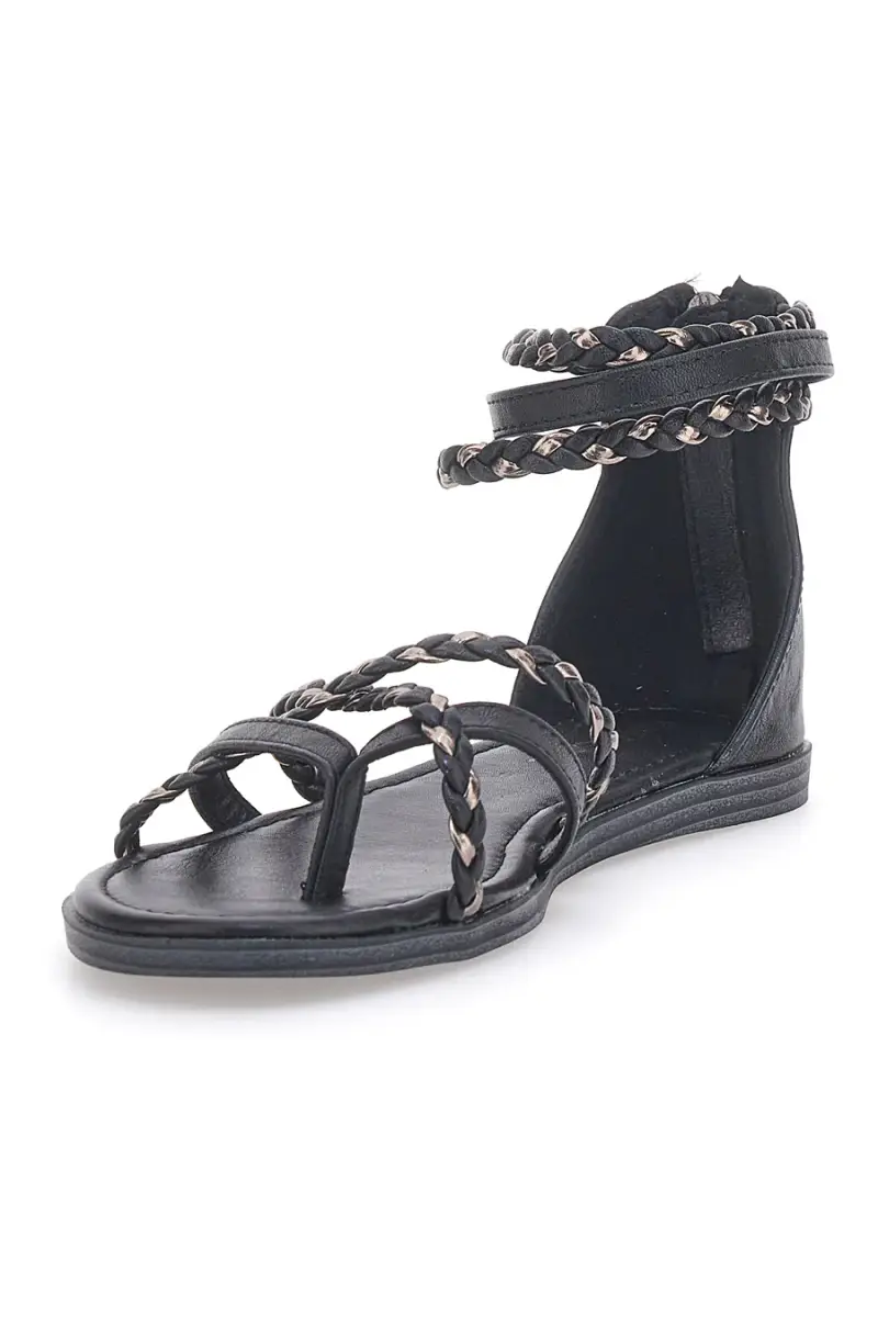 Sandali flat neri ad infradito con fasce intrecciate glitterate Cafè Cost 668 [NERO miniatura 3