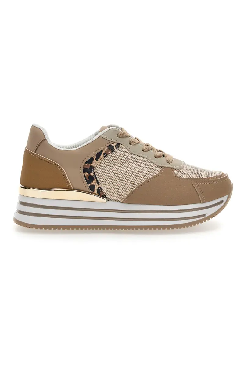 Sneakers Beige Con Dettagli Animalier Cafe' Cost 230 [LEOPARD]