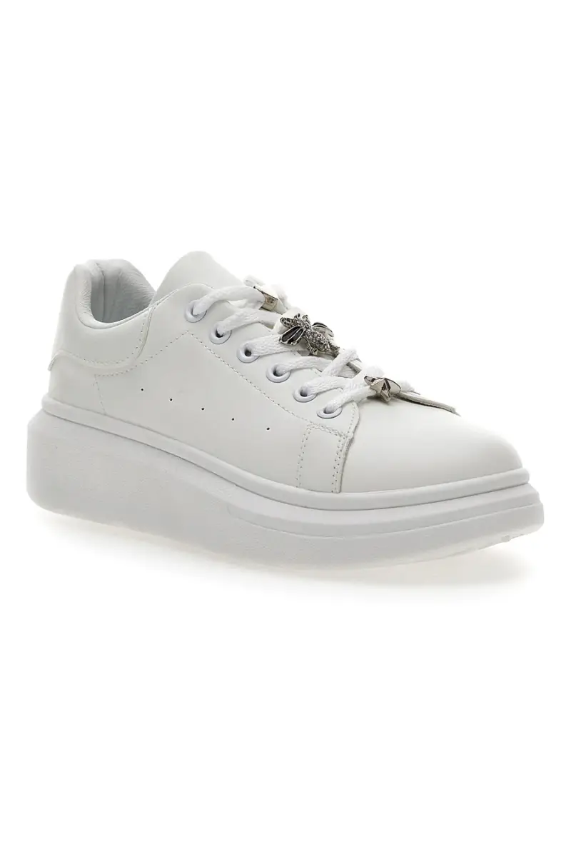 Sneakers bianche con clip decorative CAFE' COST LAILITZ004 [BIANCO] miniatura 2