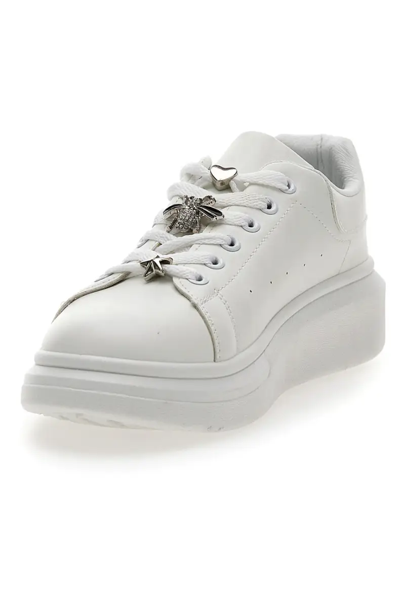 Sneakers bianche con clip decorative CAFE' COST LAILITZ004 [BIANCO] miniatura 3