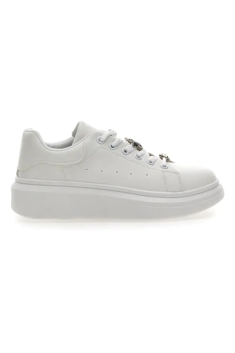 Sneakers bianche con clip decorative CAFE' COST LAILITZ004 [BIANCO]