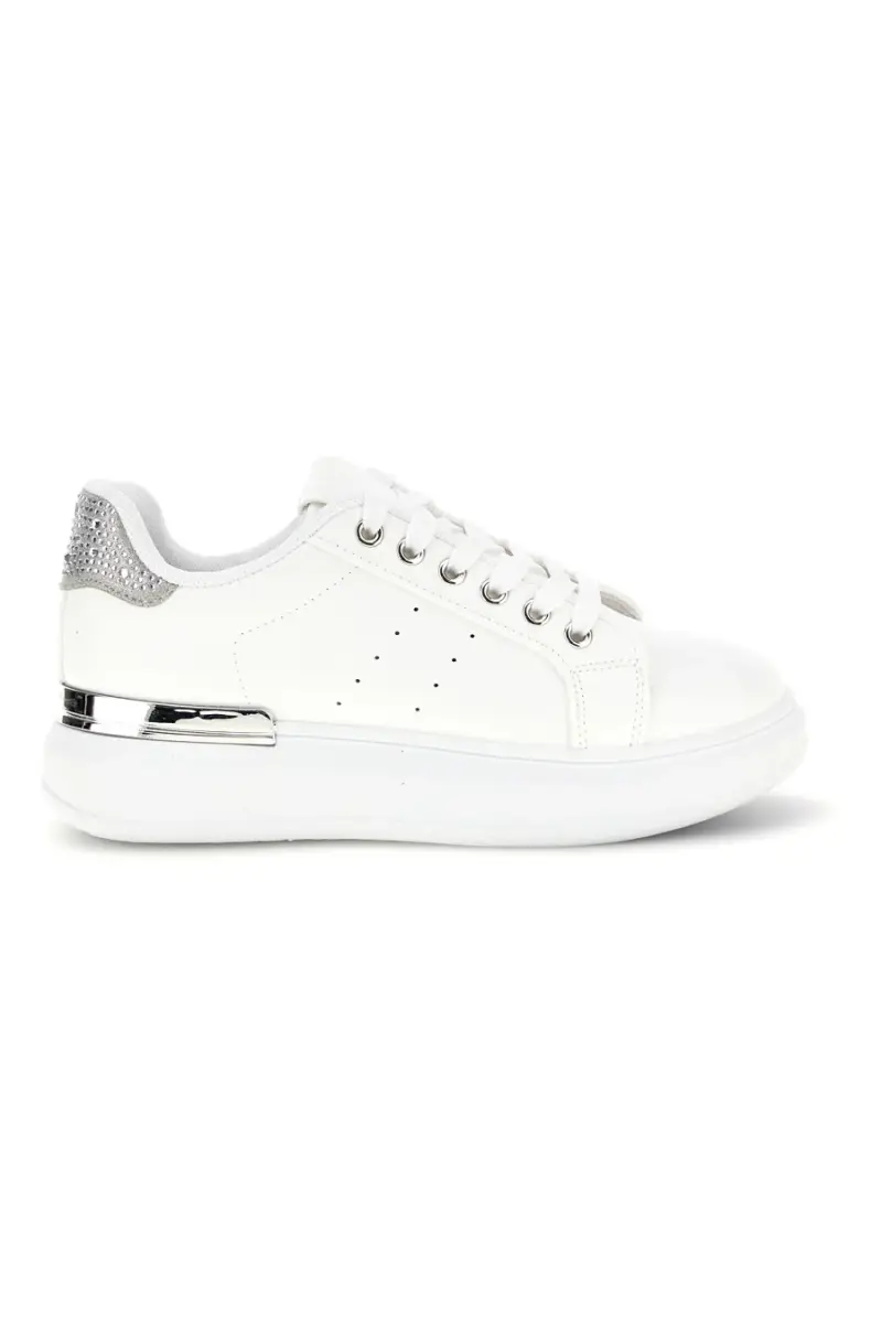 Sneakers bianche con dettagli argento Cafè Cost 45JH07267 [BIANCO]