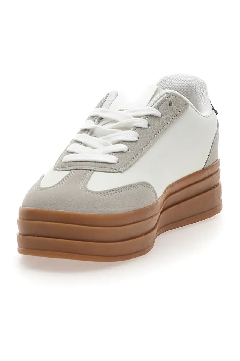 Sneakers Flatform Bianche con Dettagli Nerti Cafè Cost BKTZ3003 [WHITE miniatura 3