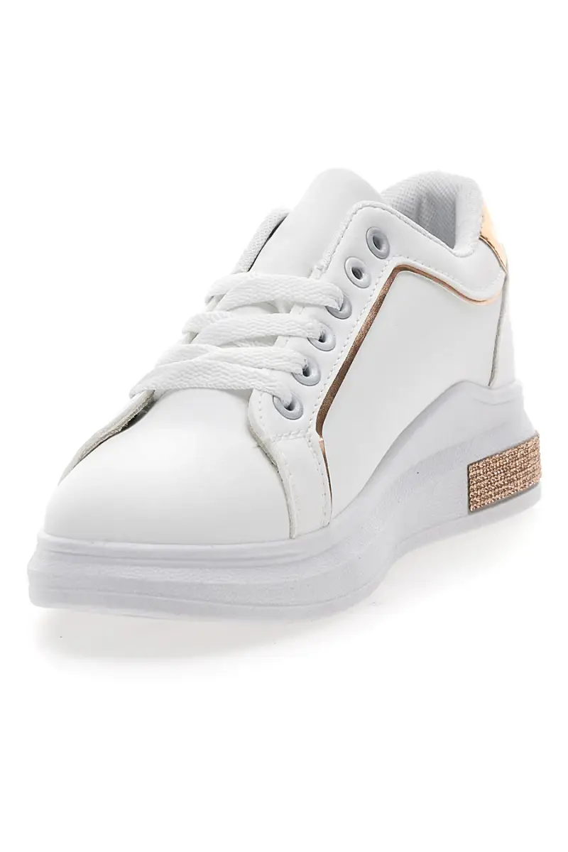 Sneakers traforate bianche con dettaglio oro CAFE' COST BK2440 [BIANCO] miniatura 3