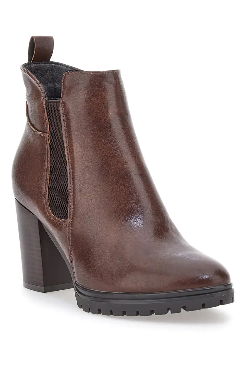 Stivaletti marroni con tacco a blocco e cerniera laterali CAFE' COST 16807220 [MARRONE] miniatura 2