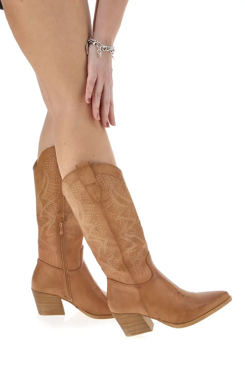 Stivaletti Texani Khaki con Tomaia Traforata CAFÈ COST Q32 [KHAKI]