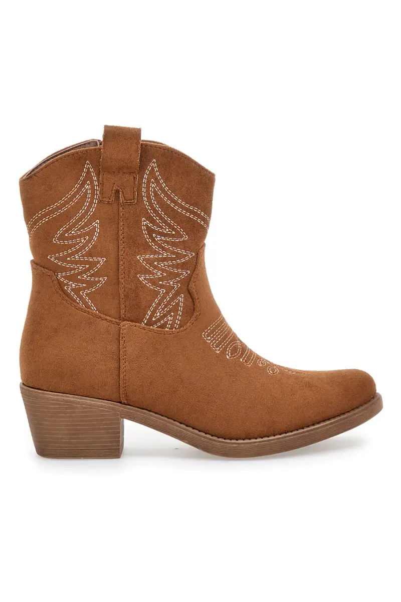 Stivaletti Texani Marroni con Ricamo Cafè Cost Q1201 [CAMEL]