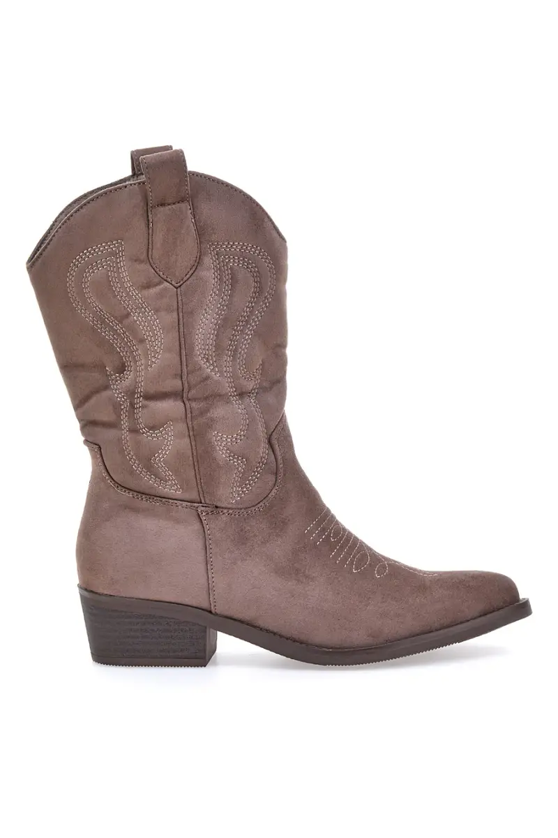 Stivaletti texani marroni con ricamo Cafè cost RQ24W9C [KHAKI]