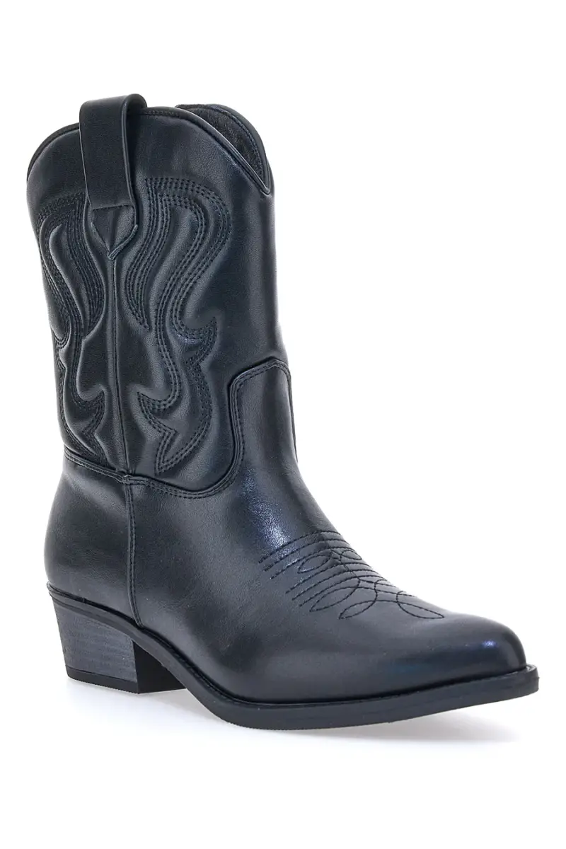 Stivaletti texani neri con ricamo Cafè cost H52804 [NERO] miniatura 2