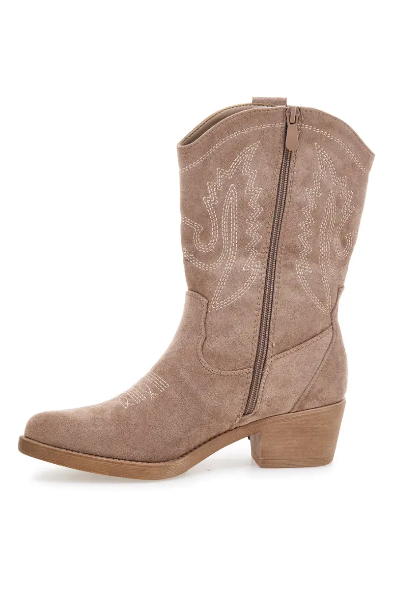 Stivaletti texani taupe con frange e ricami Cafè Cost RQ2613 [KHAKI] miniatura 3