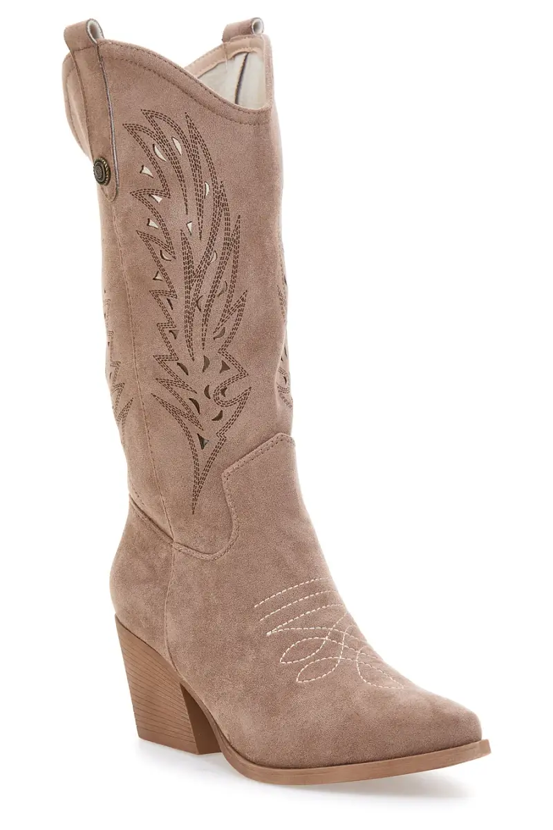 Stivaletti texani taupe con ricami laser Cafè Cost RQ9241 [KHAKI] miniatura 2