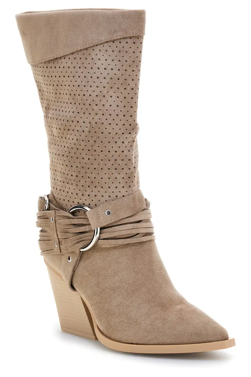 Stivali Beige traforati con fibbie Cafe cost P723 [BEIGE] miniatura 2