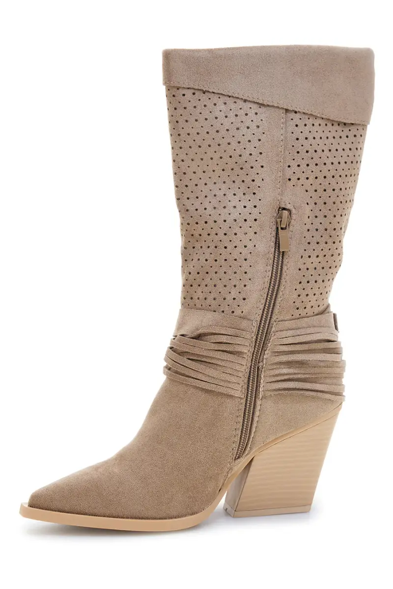 Stivali Beige traforati con fibbie Cafe cost P723 [BEIGE] miniatura 4