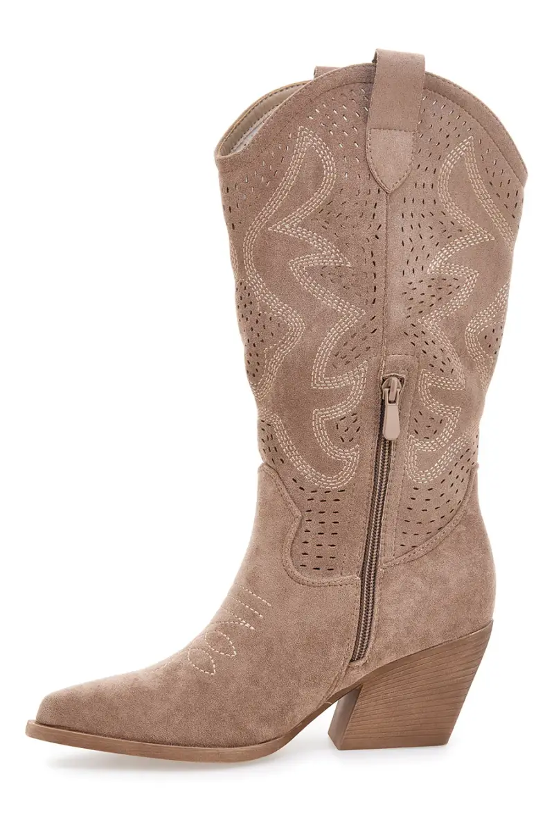 Stivali beige traforati con tacco Cafè cost H3W205837 [KHAKI] miniatura 4