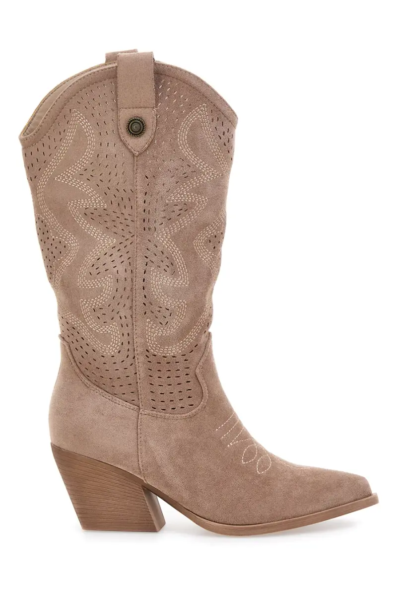 Stivali beige traforati con tacco Cafè cost H3W205837 [KHAKI]