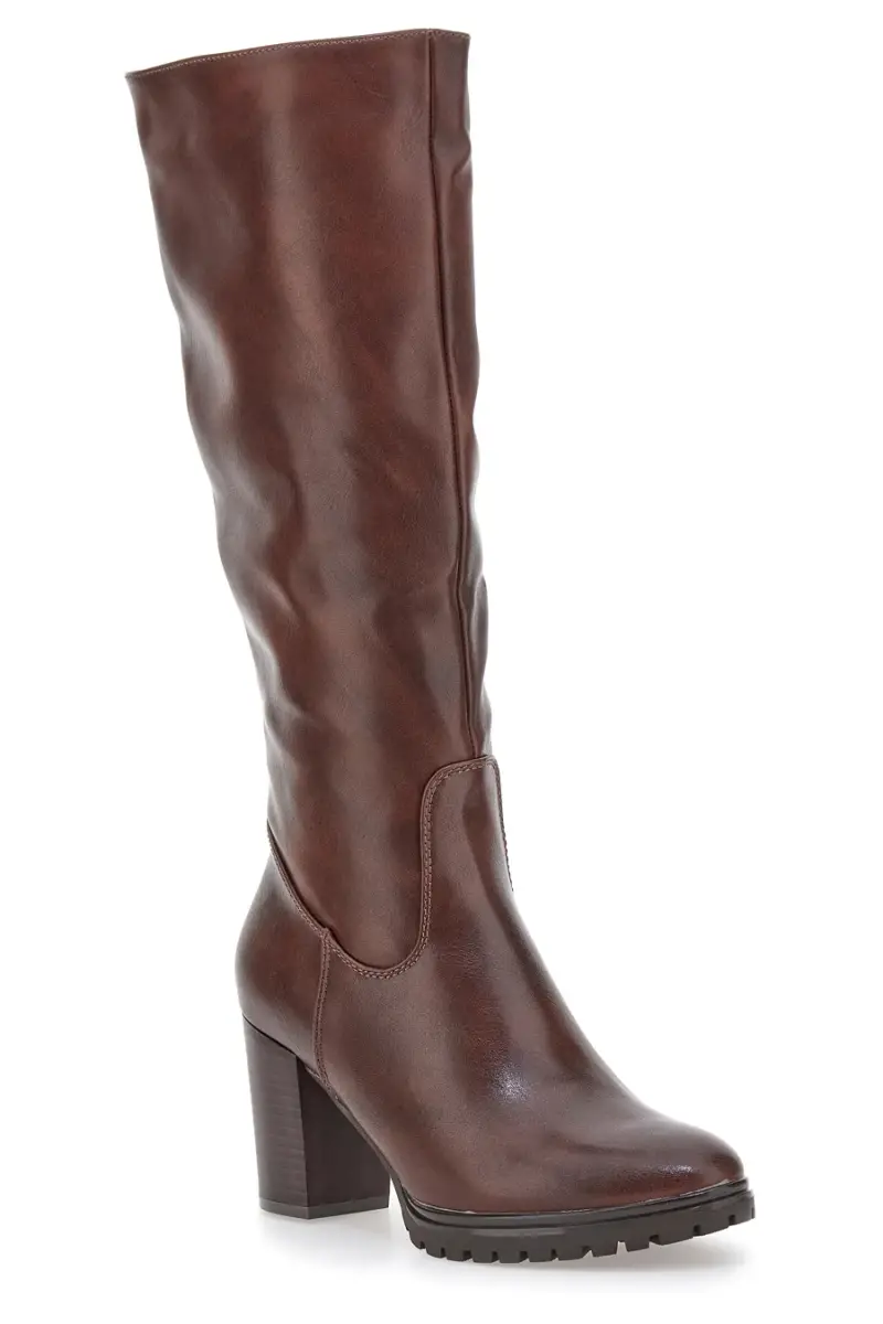 Stivali marroni con tacco alto e suola dentellata Cafè Cost 16807215 [CAFFE ] miniatura 2