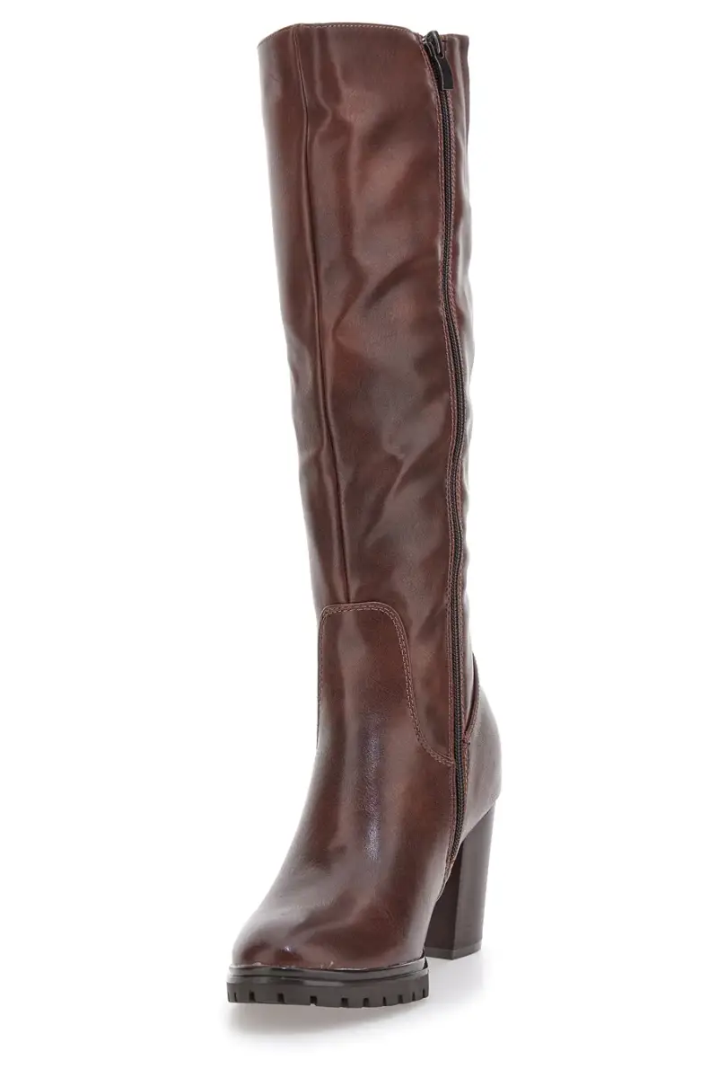 Stivali marroni con tacco alto e suola dentellata Cafè Cost 16807215 [CAFFE ] miniatura 3