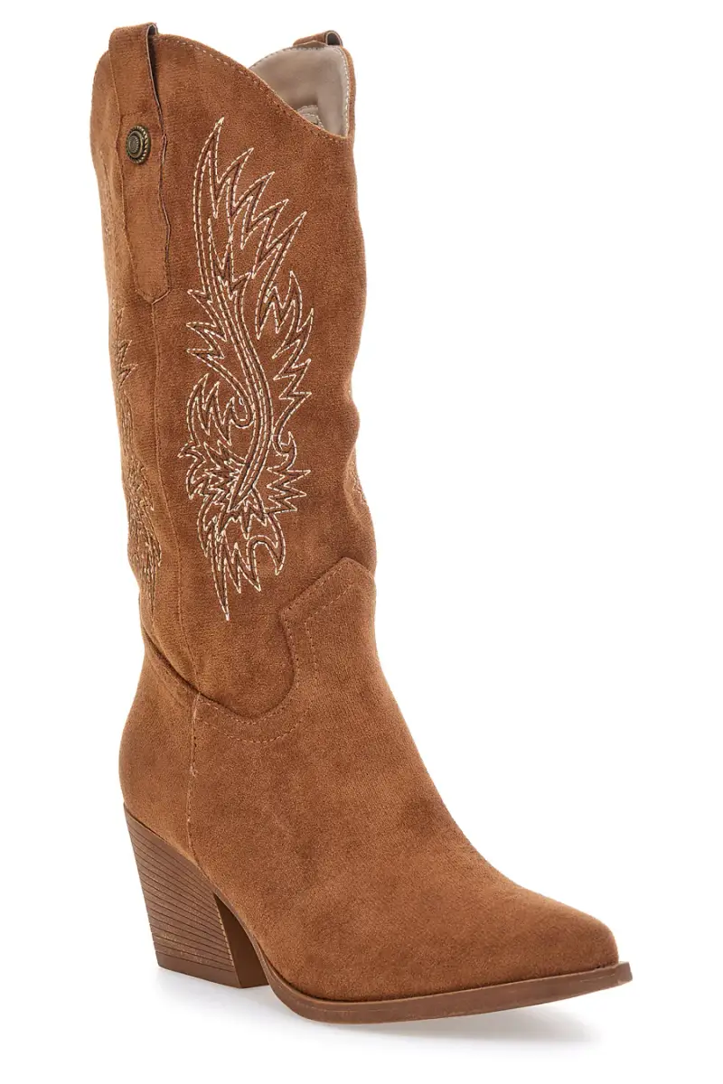 Stivali marroni stile western con ricami Cafè cost RQ2616 [CAMEL] miniatura 2