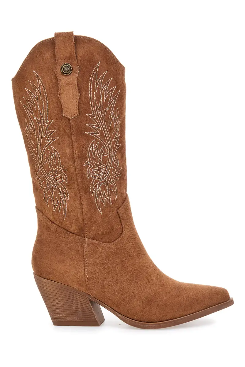 Stivali marroni stile western con ricami Cafè cost RQ2616 [CAMEL]