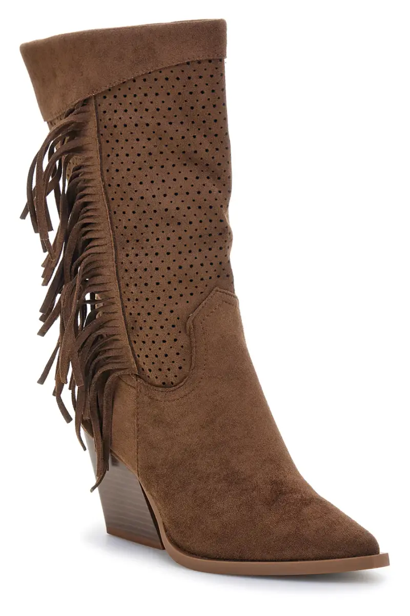 Stivali Marroni traforati con frange Cafe cost P722 [OLIVA] miniatura 2