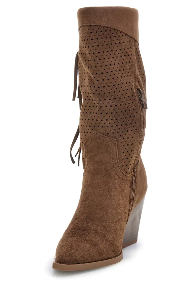 Stivali Marroni traforati con frange Cafe cost P722 [OLIVA] miniatura 3