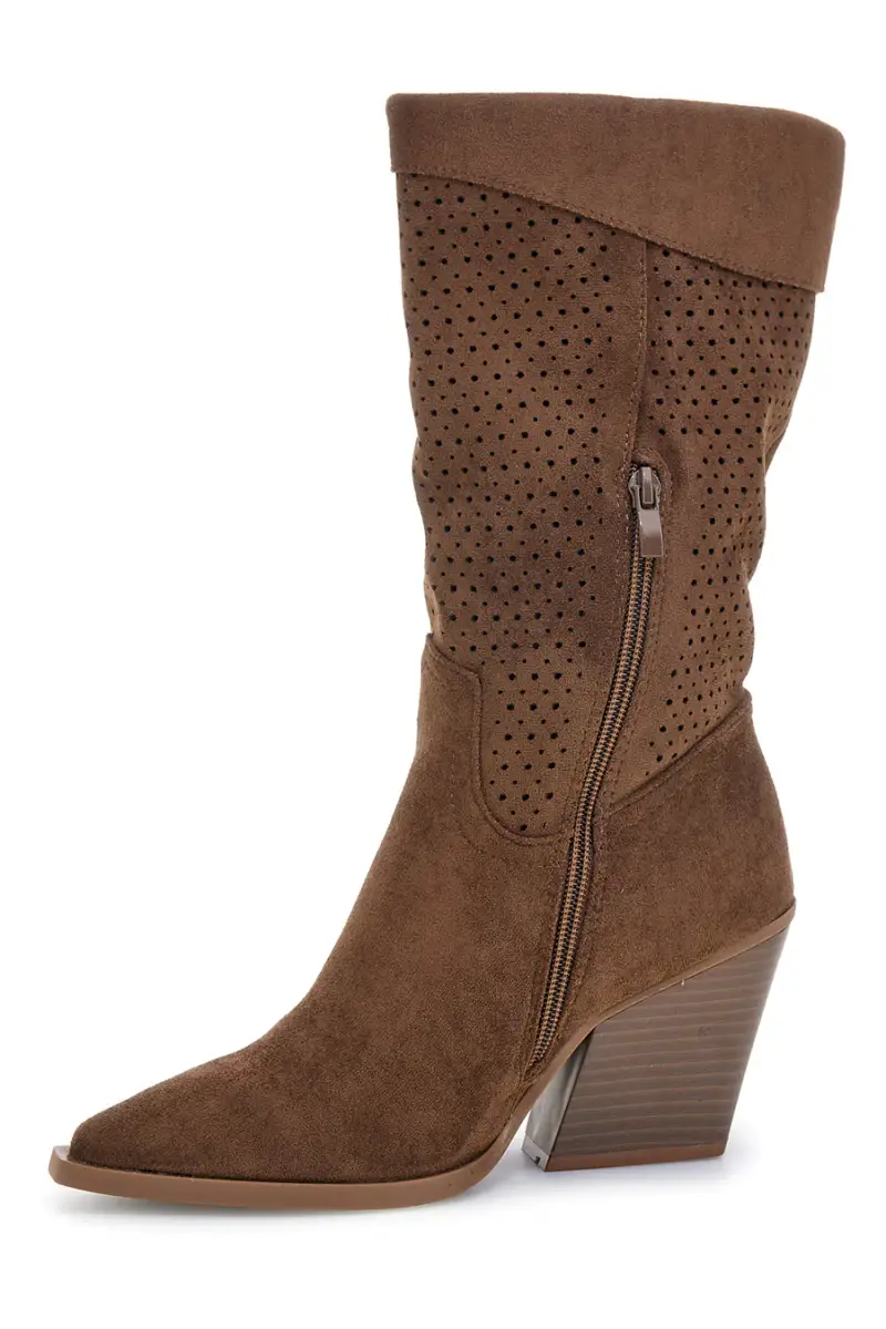 Stivali Marroni traforati con frange Cafe cost P722 [OLIVA] miniatura 4