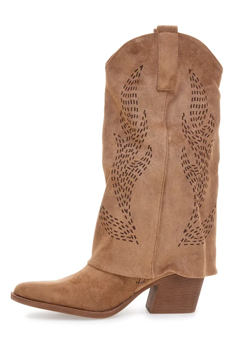 Stivali marroni traforati stile western Cafè cost H3W2058Y130 [CAMEL] miniatura 4