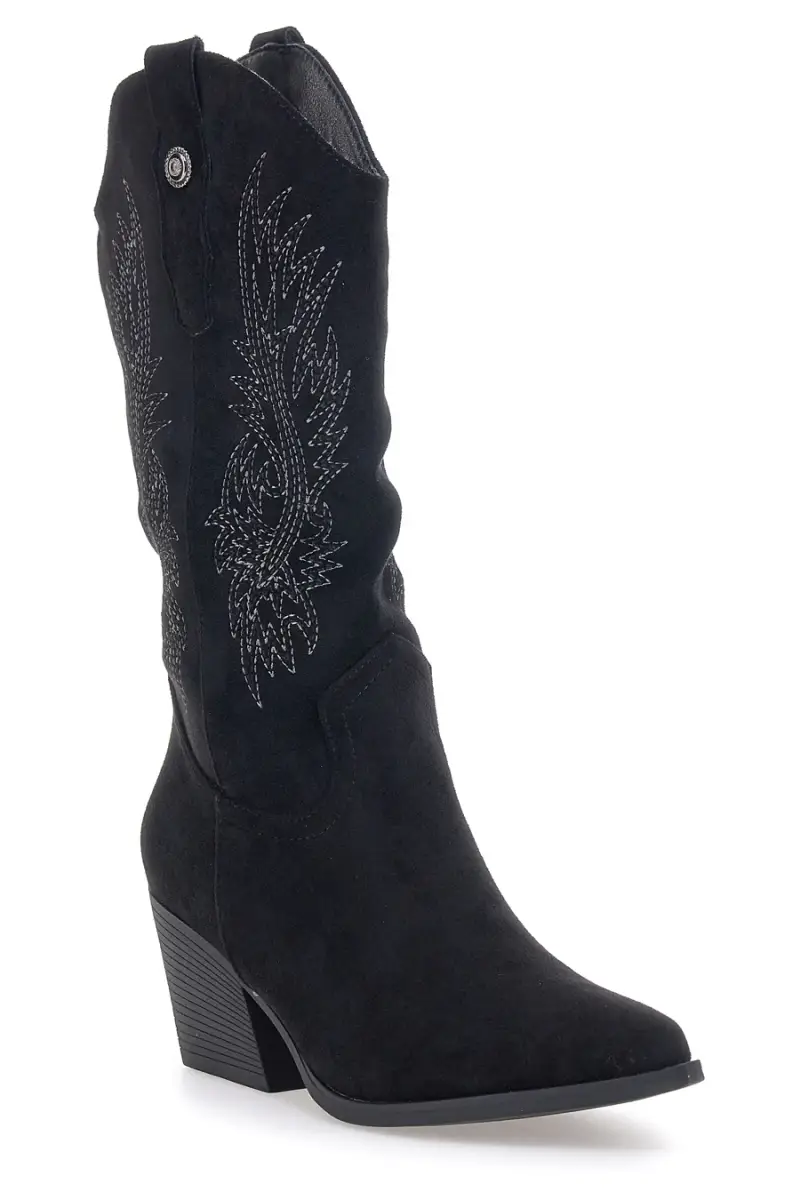 Stivali neri con ricami e tacco Cafè cost RQ2616 [NERO] miniatura 2