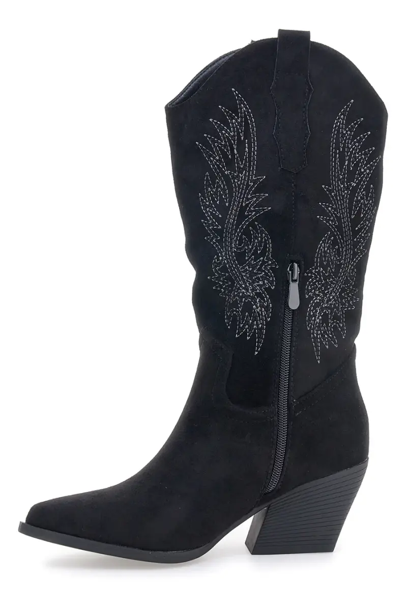 Stivali neri con ricami e tacco Cafè cost RQ2616 [NERO] miniatura 4