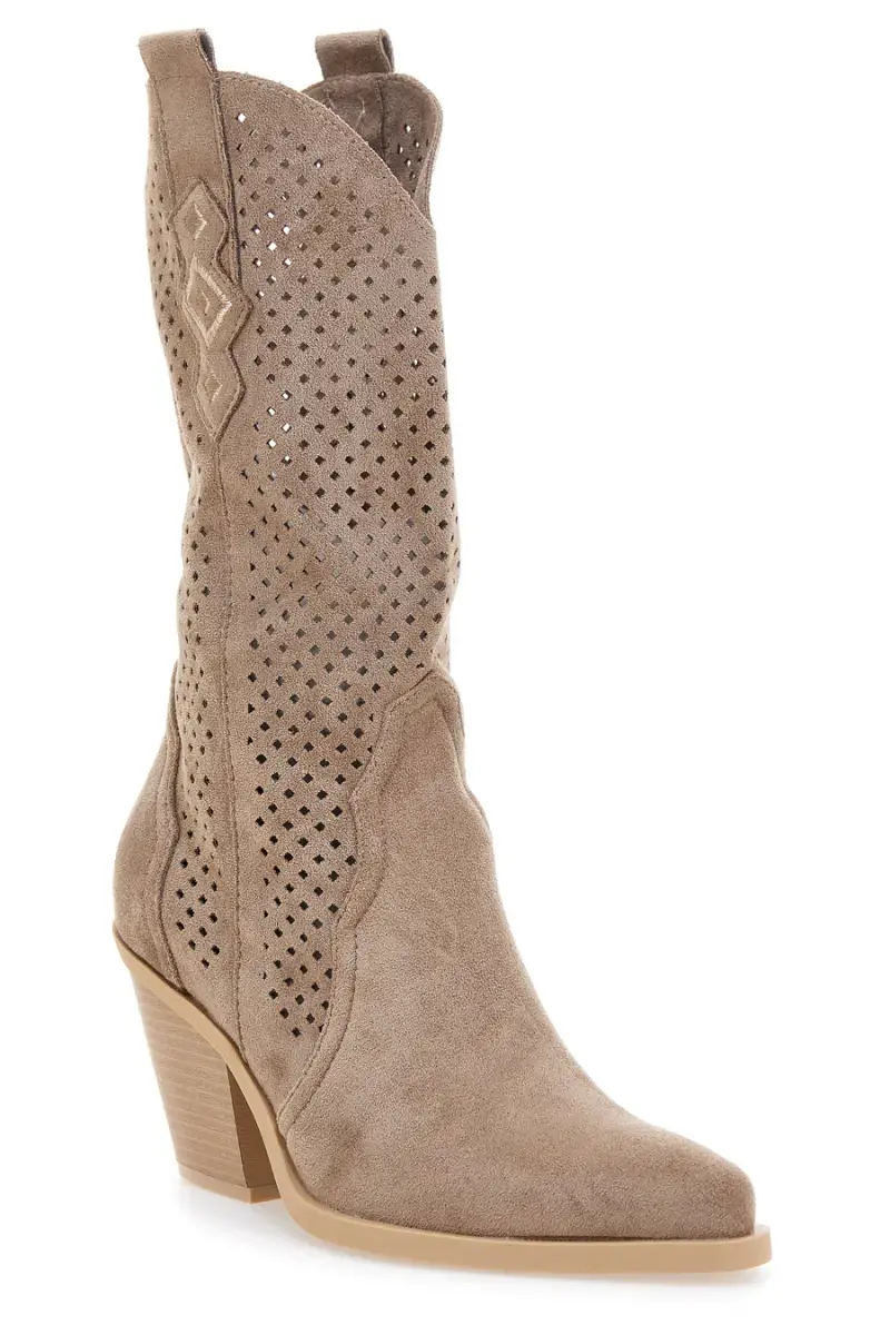 Stivali texani beige traforati Cafe cost P663 [BEIGE] miniatura 2