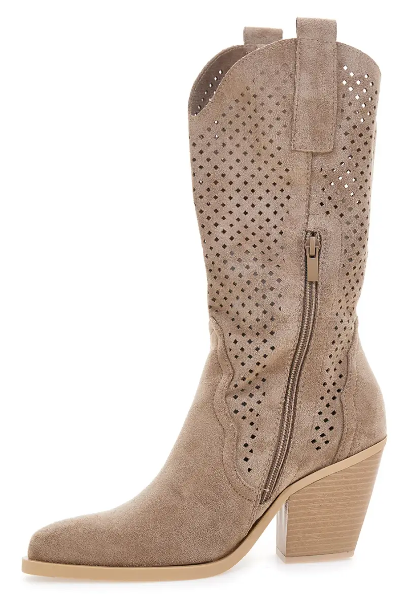 Stivali texani beige traforati Cafe cost P663 [BEIGE] miniatura 5