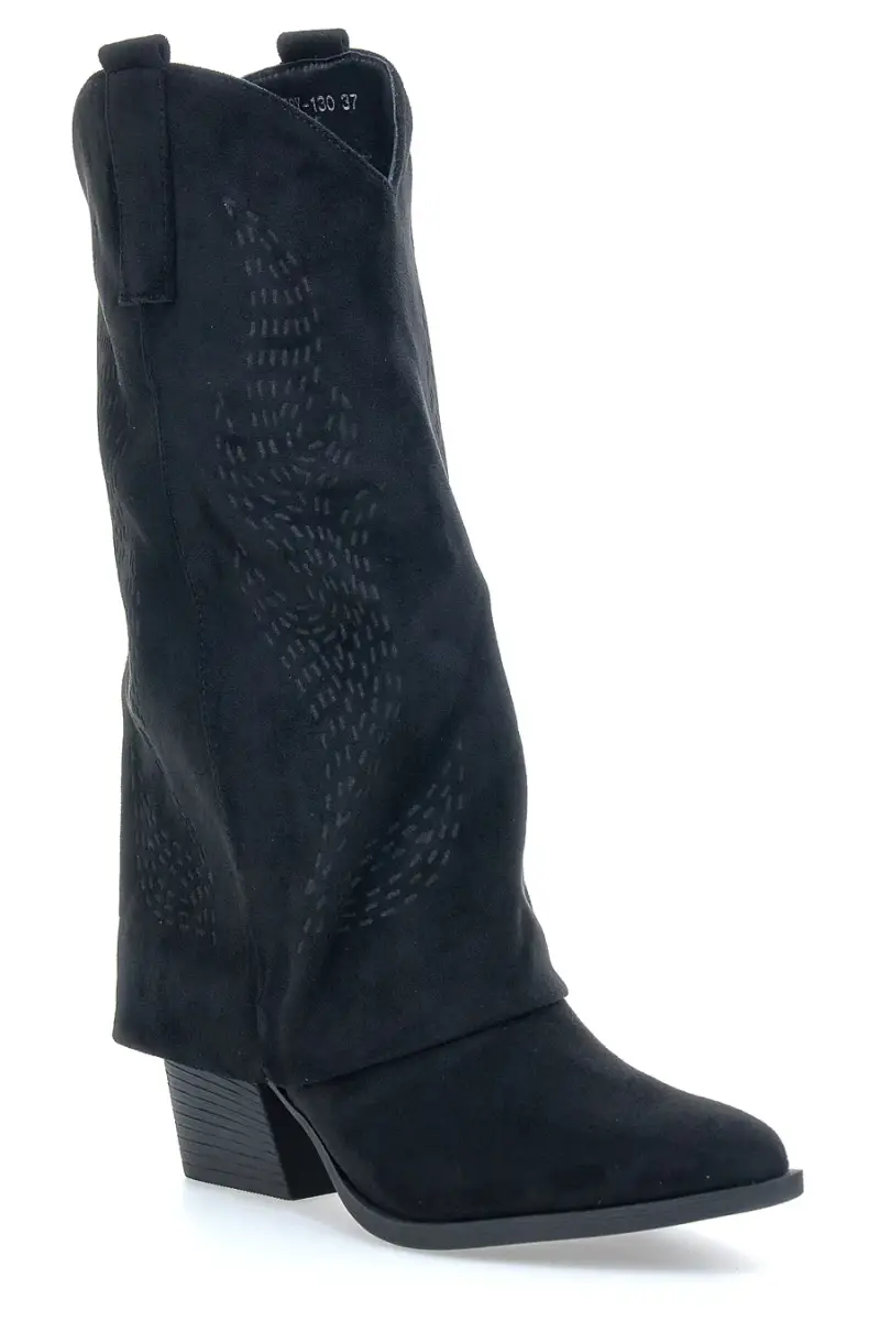 Stivali texani neri con tacco e lavorazione traforata Cafè Cost H3W2058Y130 [NERO] miniatura 2